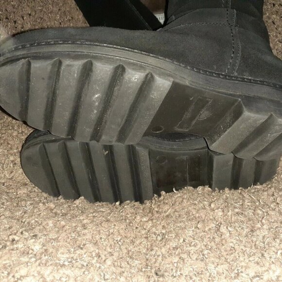 LA CANADIENNE-Valentina-Black Suede/Shearling Lined-Zip-Knee High-Sz 6-Excellent - Picture 6 of 6